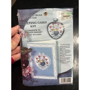 90s needlepoint - diy- craft bunny - retro greeting card kit- unopened
